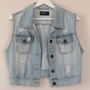 Blue age jeans vest grunge